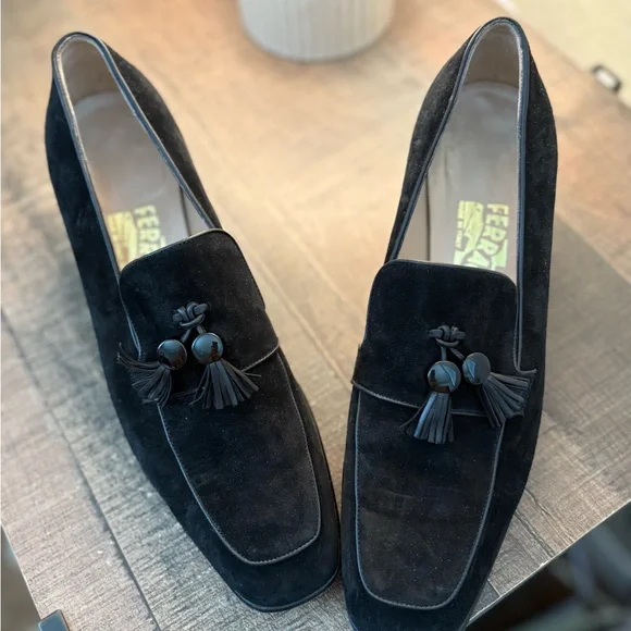 Salvatore Ferragamo Black Loafers with Tassel Detail - Picture 1 of 4